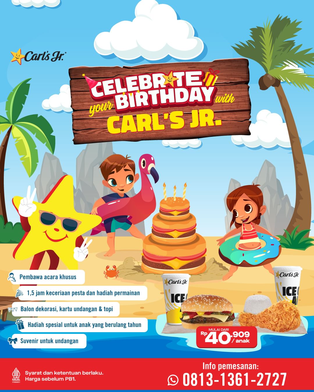 Promo Carls Jr Birthday Package – Harga mulai dari Rp. 40.909 per anak