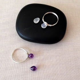DIY wire wrapped gemstone ring - uses a top drilled briolette instead of regular bead! great for stacking!