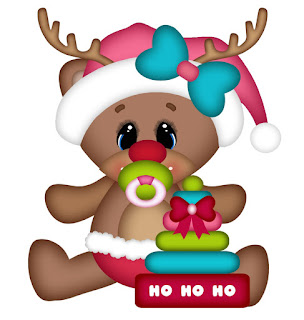 Clipart de Ositos Bebé Vestidos de Reno de Navidad.