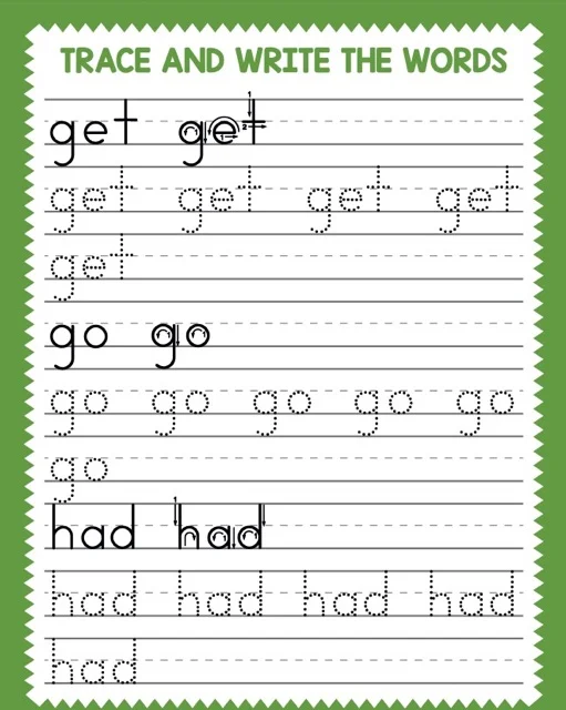 Trace 100 Sight Words