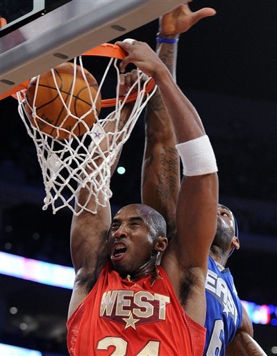 pics of lebron james dunking on kobe. lebron james dunk over kobe.