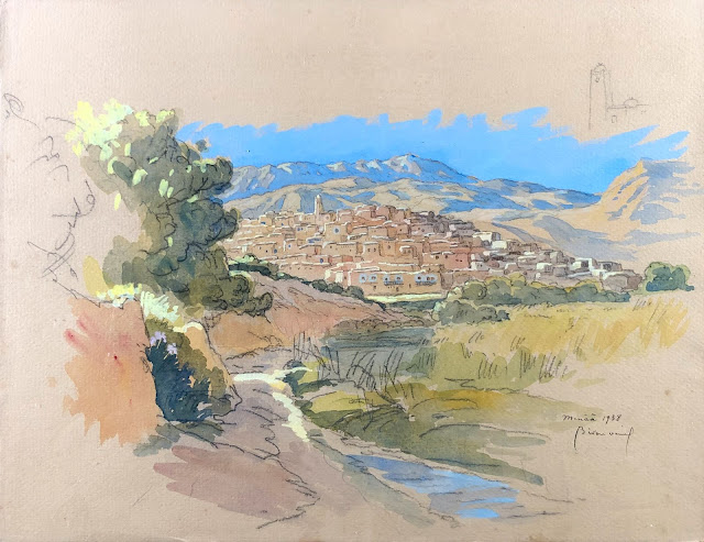 Vue du village de Menaâ, Algérie. 1938 par Daniel Bidon