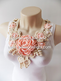 colar de croche com flores, pap colar de croche, croche