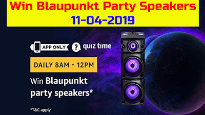 Amazon Quiz Answers || Win Blaupunkt Party Speakers || 11-04-2019