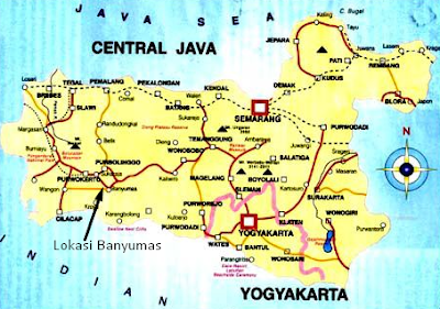 Peta Lokasi Kabupaten Banyumas di Jawa Tengah