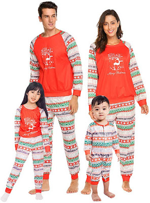 Christmas Family Pajama Set Holiday Macthing Loungewear PJ Sets Elk Red