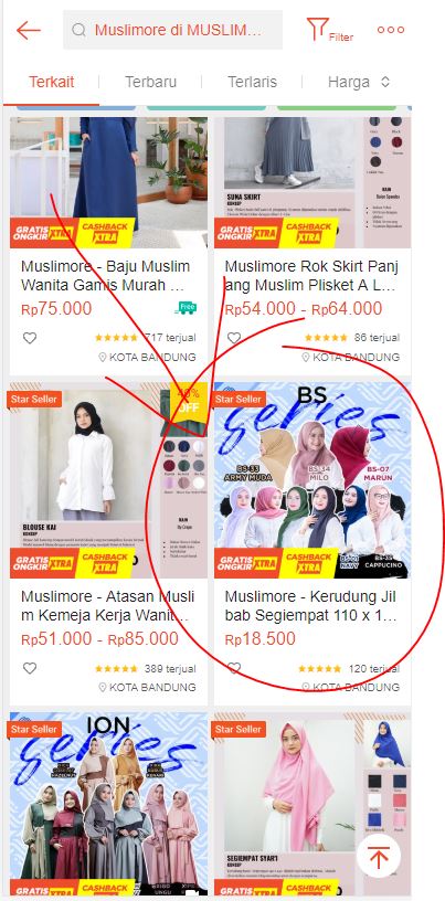 memilih produk di Shopee