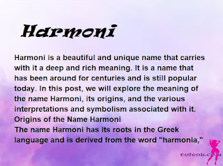 meaning of the name "Harmoni"