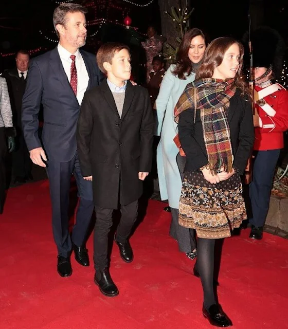 Crown Prince Frederik, Crown Princess Mary and Prince Vincent. Princess Josephine wore floral-print mini dress by Michael Kors