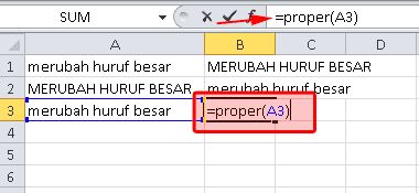 merubah huruf kecil menjadi huruf besar di excel