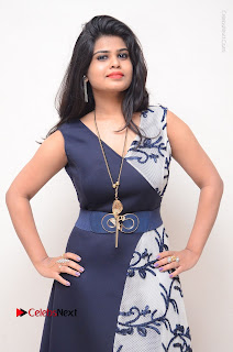 Telugu Actress Alekhya Stills in Blue Long Dress at Plus One ( 1) Audio Launch  0036.jpg