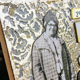 Frilly and Funkie: Saturday Showcase - Mixed Media Foiling Technique with SewPaperPaint #mixedmedia #timholtz #cardmaking #tutorial #technique #ideaology #rangerink #foiling #gluestick #sizzix #foundrelatives #paperdolls #distressink #distressoxide #vintage #stencil #diecut #cards #sewpaperpaint #autumnclark