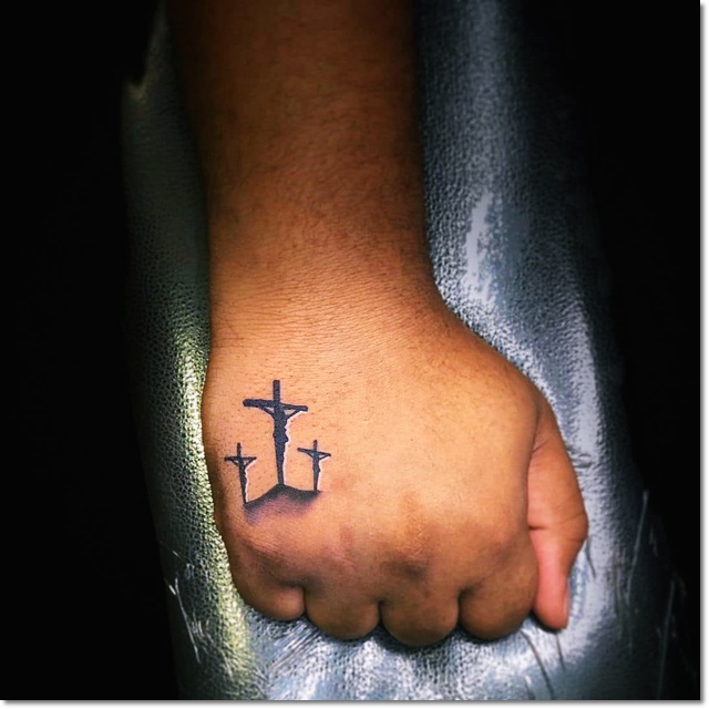 cross tattoo, hand tattoo,