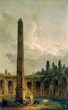 Decorative Landscape with an Obelisk by Hubert Robert - Architecture Paintings from Hermitage Museum