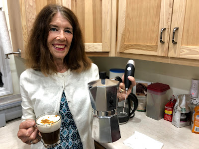 Nancy and her new espresso tools