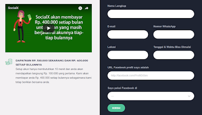 dibayar tiap minggu, gratis daftar, socialx membayar anda, dapat uang dari akun facebook