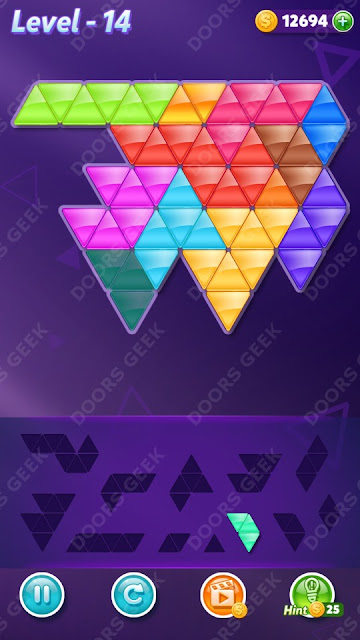 Block! Triangle Puzzle 12 Mania Level 14 Solution, Cheats, Walkthrough for Android, iPhone, iPad and iPod