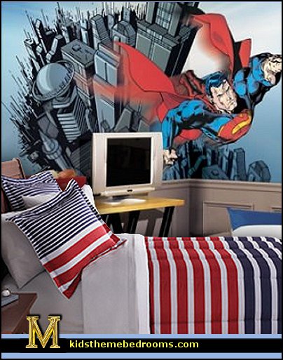 superman bedroom decorating ideas - superman decor - superman wall murals - superman bedding
