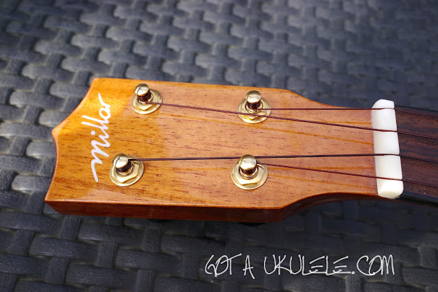 Millar Custom Solid Sapele Soprano Ukulele headstock