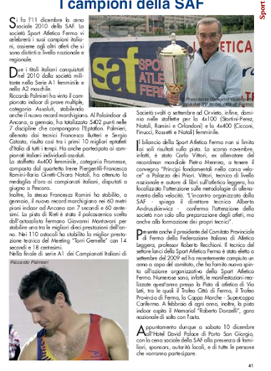 Il periodico BUS dedica una pagina alla Sport Atletica Fermo