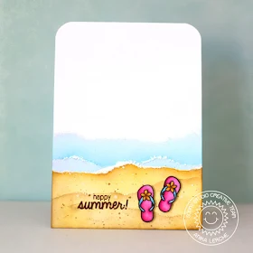 Sunny Studio Stamps: Island Getaway Happy Summer Flip Flops card by Anni.