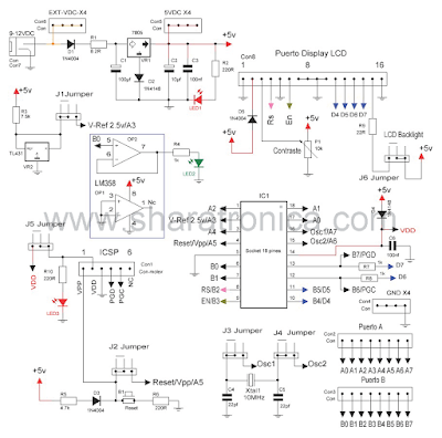 Entrenador PIC 16FXXX esquema.