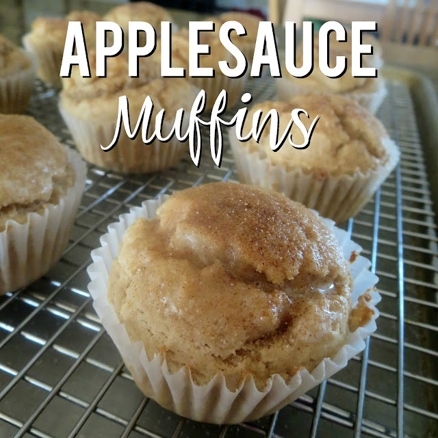 Applesauce Muffins--From bowl to oven in 10 minutes, these applesauce muffins are a family favorite.  Perfect for mornings on-the-go or an afternoon snack!