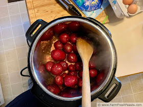 photo of sausage and red potatoes in the Instant Pot
