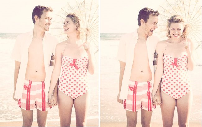 vintage beach engagement photos