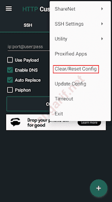 klik clear/reset config