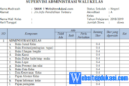 Buku Supervisi Administrasi Wali Kelas Tahun 2018/2019