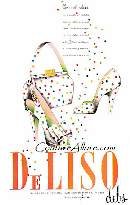 deliso debs shoes, 1949, polka dots