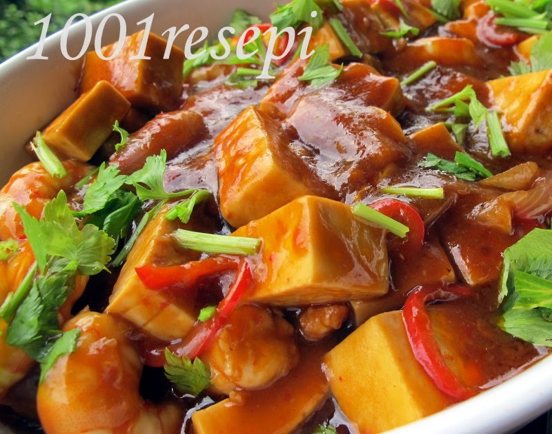Koleksi 1001 Resepi: tumis tahu dan udang dalam sos tiram 