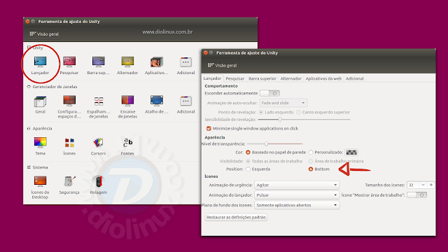 Configurando a barra do Unity para a posição inferior no Ubuntu 16.04