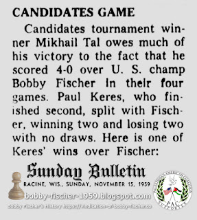 1959 Candidates Game, Bobby Fischer