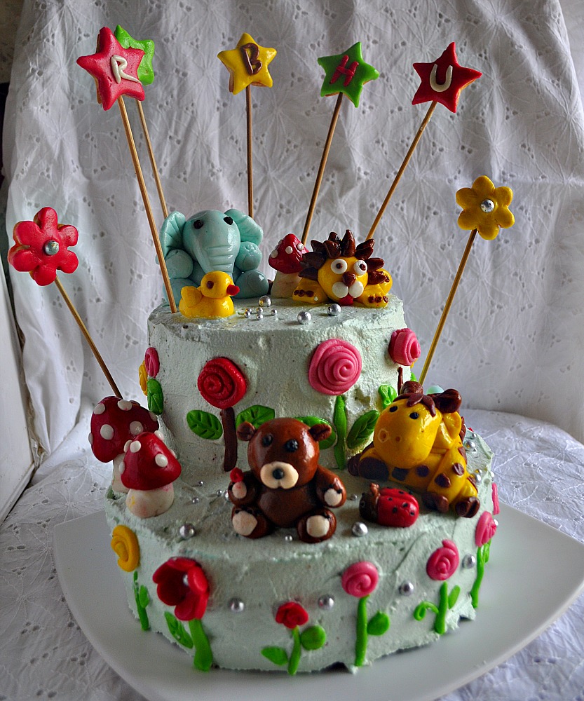 2 Tiered Jungle Cake with Fondant animals and Swiss Meringue Butter cream:  All Homemade for the Sonny Boy - A Homemaker's Diary