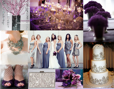 purple and grey wedding centerpieces