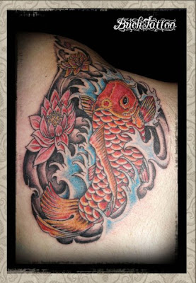 Lotus Flower & King Fish Tattoo