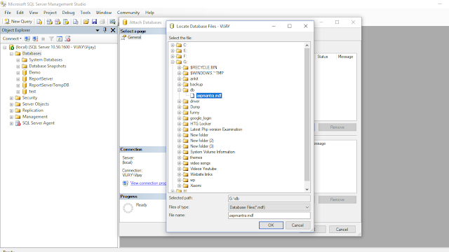 SQL SERVER : Create database from .MDF & .LDF file