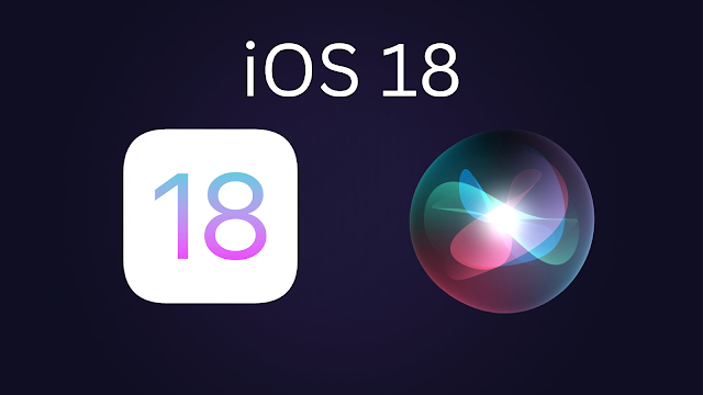 iOS 18 logo with text overlay indicating on-device generative AI features powered by large language models (LLMs).