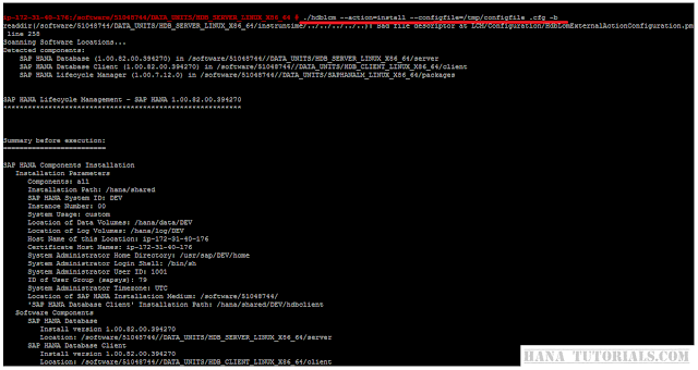 SAP HANA install in batch mode using configuration file.