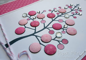 Modern Christmas card in pink using Bubble Tree stamp
