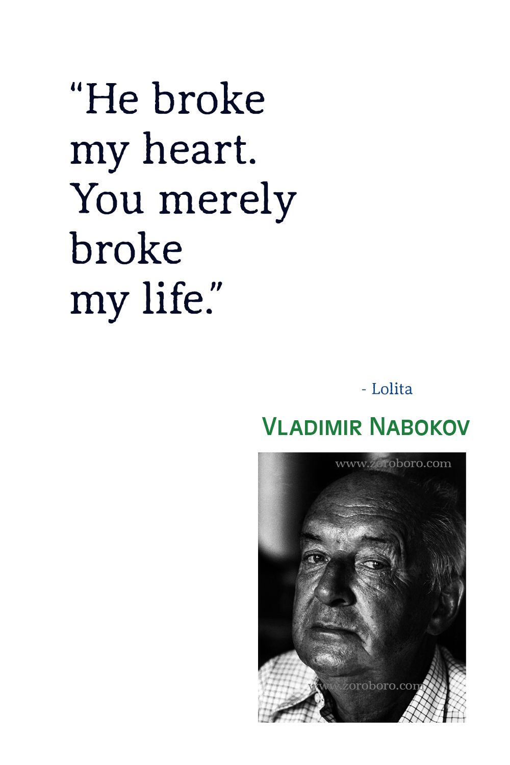 Vladimir Nabokov Quotes, Vladimir Nabokov Lolita Quotes, Vladimir Nabokov Books, Vladimir Nabokov Pale Fire, Vladimir Nabokov Poems, Poetry.