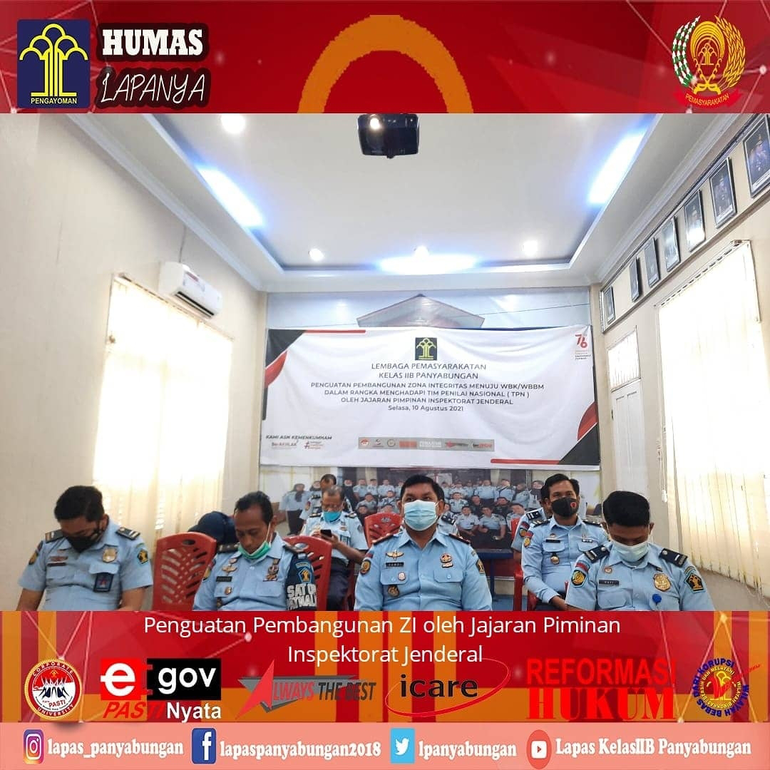 Lembaga Pemasyarakatan Kelas IIB Panyabungan mengikuti Penguatan Pembangunan Zona Integritas Menuju WBK/WBBM dalam rangka  menghadapi Tim Penilai Nasional (TPN) oleh Jajaran Pimpinan Inspektorat Jenderal. Selasa 10 Agustus 2021#KumhamPasti #KemenpanRB #Ombudsman #rbkunwas #kemenkumhamsumut#LAPANYAPASTIWBK#LAPANYAMANTAP