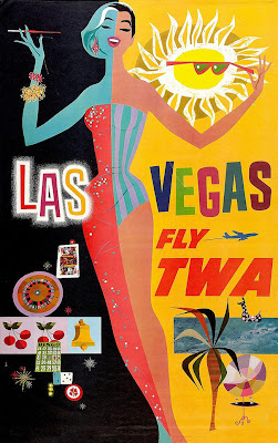 Los Vegas travel poster with girl by David Klein