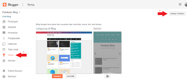 Cara Backup Template Blog