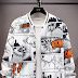 Men 1pc Random Pop Art Print Stripe Trim Bomber Jacket