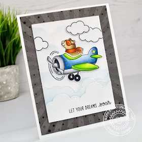 Sunny Studio Stamps: Plane Awesome Fluffy Clouds Border Dies Let Your Dreams Soar Card by Angelica Conrad