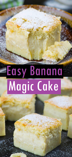 Easy Banana Magic Cake  #cake recipe #dessert easy #banana dessert
