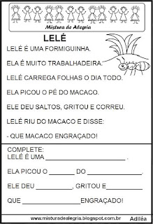 Pequenos textos para alfabetização 1º ano